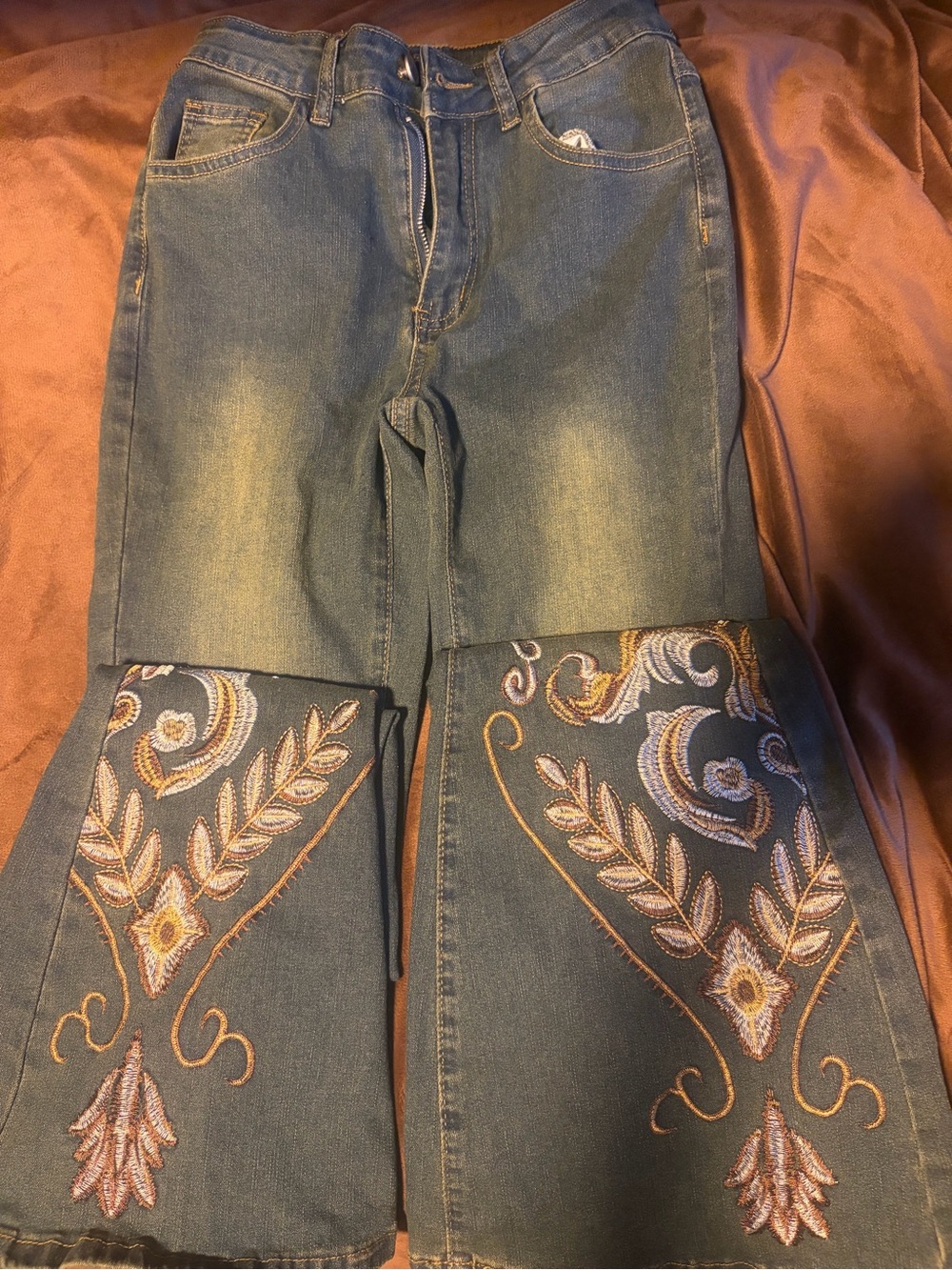 Hollister Dark Blue Embroidered Flare Jeans